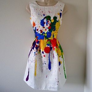 Multicolored fit and flare dress